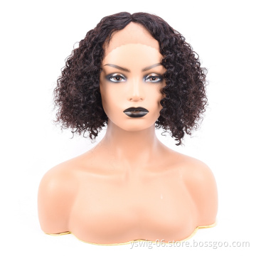13x4x1 Curly Wave Lace Front T Part Wig Brazilian Remy Transparent Lace Front Human Hair Wigs for Women